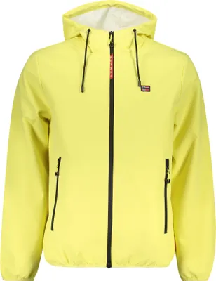 Produktbild von Gelbe Norwegen Herren-Softshelljacke mit Kapuze und Kontrastdetails