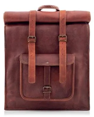 Produktbild von Belveder Vintage Lederrucksack aus Büffelleder, Laptop Rucksack 17 Zoll, Business Rucksack Braun für Damen und Herren Outlander BT07