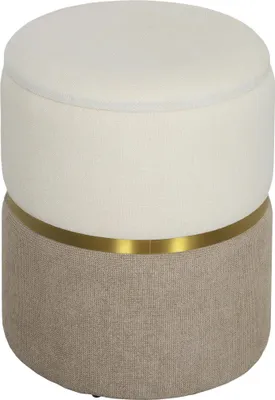 Produktbild von Sitzhocker mit Stauraum Hocker mit Deckel, Metallring, zweifarbig Design 36 x 36 x 44 cm Cremeweiß