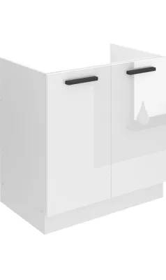 Produktbild von Belini Unterschrank Küche, Spülenunterschrank 80 cm Breite. SDZ Küchenunterschrank ohne Arbeitsplatte. Spülenschrank mit 2 Türen, Weiß Hochglanz
