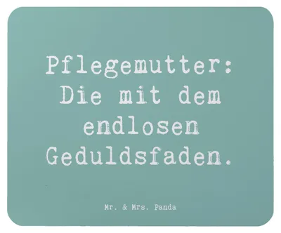 Produktbild von Mr. & Mrs. Panda Mauspad Spruch Pflegemutter Geduld - Meeresbrise - Geschenk, Mousepad, Stärke, Mouse Pad, Wertschätzung, Pflegekind, pc, computer, Geschenke, laptop