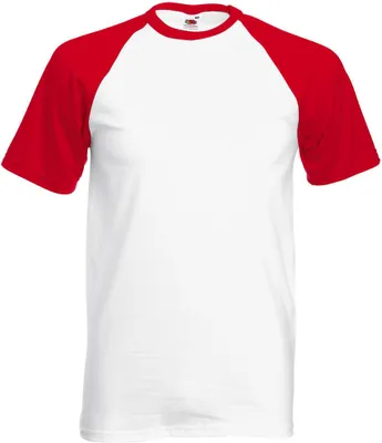 Produktbild von Fruit of the Loom Herren Rundhals Basic Shirt T-Shirt Kurzarm, Größe:L, Farbe:White/Red