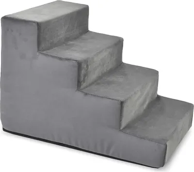 Obrázek produktu pro Schody pro psy Schody pro kočky Schody pro domácí mazlíčky Pomůcka pro lezení Plyšový potah 4 schody Grey Velvet