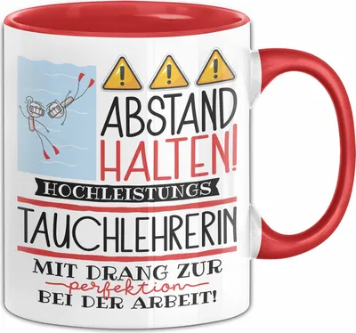 Produktbild von Tauchlehrerin Tasse Geschenk Lustig Abstand Halten Hochleistungs-Tauchlehrerin Mit Drang Zur Perfektion Bei Der Arbeit (Rot)