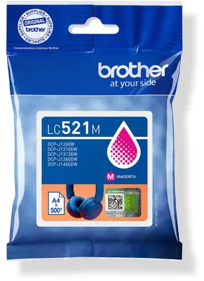 Produktbild von Brother LC521M, Magenta, 1 Stück(e), 500 Seiten, Einzelpackung