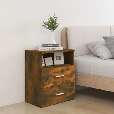 Produktbild von Möbel Nachttisch, 2er Set, Beistelltisch, - multifunktional& Moderne - Räuchereiche 50x32x60 cm - Nachttische & -schränke CLORIS8056995