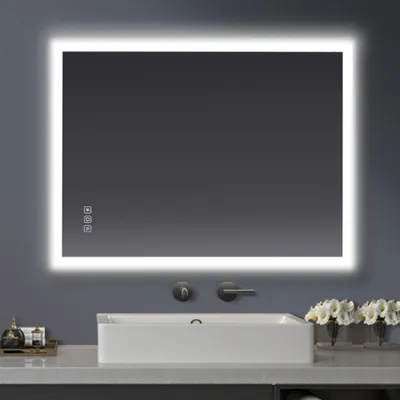 LED-Badspiegel 80x60 cm, dimmbar, Anti-Beschlag, Wandmontage