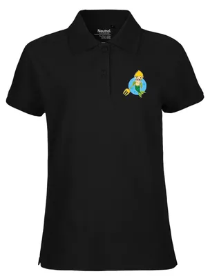 Produktbild von Huuraa Damen Polo Shirt Wassermann Fabelwesen M Black Bio Baumwolle Fairtrade Poloshirt Geschenkidee