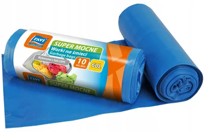 Zdjęcie produktu dla Worki na śmieci mocne niebieskie 10szt papierowe 60L