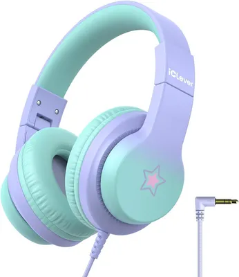 Produktbild von iClever HS19S Kinder Kopfhörer mit 85/94 dB Lautstärkebegrenzung, Stereo Sound, Mikrofon, Shareport, Faltbar, Kabelanschluss