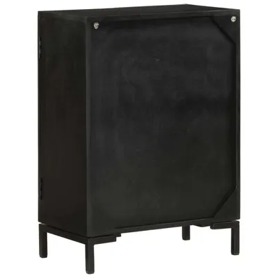 Produktbild von Sideboard Schwarz 55x30x77 cm Massivholz Mango und Eisen