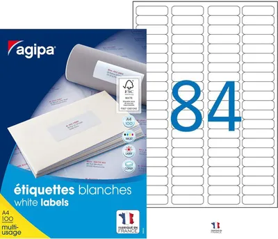 Produktbild von agipa Universal-Etiketten 46 x 11,1 mm weiß 8.400 Etiketten