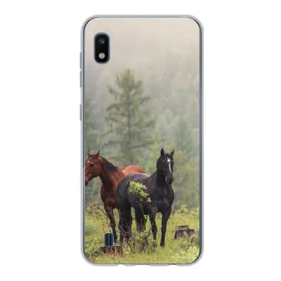 Produktbild von MuchoWow® Handyhülle Schutzhülle Hülle für Samsung Galaxy A10 Pferde - Wald - Nebel Silikon Softcase Handy Hülle - Schutzhülle