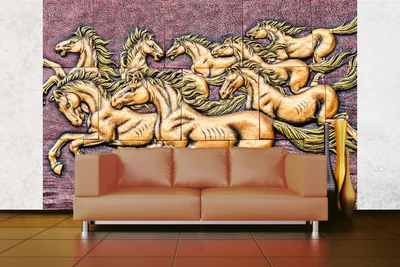 Produktbild von Vlies Fototapete THAILÄNDISCHES PFERDERELIEF 375 x 250 cm (inkl. Kleister) - Vlies Tapete, Wandtapete, Wandbilder - Tapete für Wohnzimmer Schlafzimmer, Büro, Küche - Montagefertig