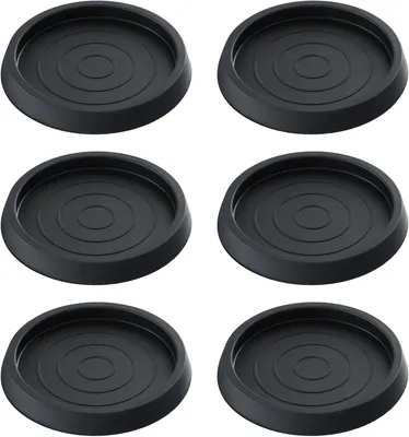 Produktbild von 6 Stück runde Möbeluntersetzer, Antirutsch-Pads aus Gummi für Bodenschutz - Schwarz