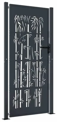 Produktbild von vidaXL Gartentor Anthrazit 100x175 cm Stahl Bambus-Design