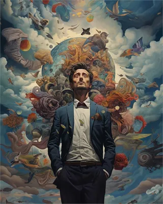 Produktbild von Wallario Poster - Gedankenuniversum, Kunstdruck Größe: 40 x 50 cm