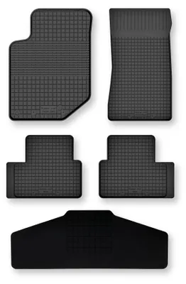 Imagen del producto de Alfombrillas de goma + túnel para Renault Espace VI E-Tech HEV desde 2023 – juego de 5 piezas, negras, a medida – Wielganizator Semi-Universal