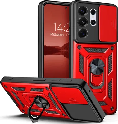 Produktbild von Armor Handyhülle für Samsung Galaxy S26 Ultra Kameraschutz Handy Panzer Case Cover Schutzhülle Outdoor Farbe: Rot