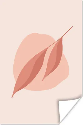 Produktbild von MuchoWow® Poster Abstrakte Illustration eines rosa Blattes 40x60 cm - Plakate für die Wand - Poster Babyzimmer