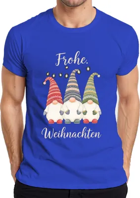 Produktbild von Frohe Weihnachten Weihnachtswichtel Gnom Lichterkette Wichtel Herren T-Shirt, Blau, 3XL
