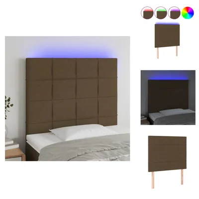 Produktbild von vidaXL LED Kopfteil Dunkelbraun 90x5x118/128 cm Stoff -  Kopf- & Fußenden