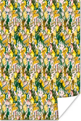 Produktbild von MuchoWow® Poster Blumen - Gelb - Collage 80x120 cm - Papierdruck