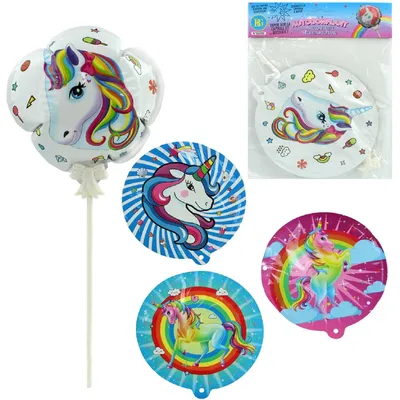 Produktbild von 4x Folienballon Einhorn Selbstaufblasend Stab Partyballon Kinder Mädchen