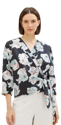 Produktbild von TOM TAILOR Damen Wickelbluse mit Blumen-Muster