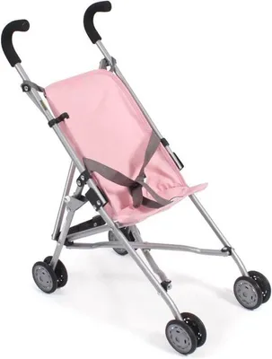 Productafbeelding van Poppenwagen in melange grijs-roze - Photowagen voor poppen tot 52 cm