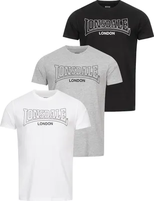 Image de T-shirt homme coupe normale Pack de trois BEANLEY Black/White/Marl Grey M Lonsdale