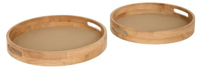 Produktbild von Rundes tablett Polyurethanbonie taupe x2  - Atmosphera créateur d'intérieur