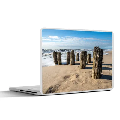 Produktbild von MuchoWow® Laptop Aufkleber Sticker Cover Sand - Strand - Pfahl - Wasser - Sommer 30x22 cm - Laptop-Sticker