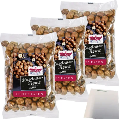 Produktbild von Hofgut Haselnusskerne 3er Pack (3x100g Beutel) + usy Block