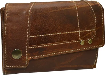 Produktbild von Geldbörse mit RFID Schutz Damen Brieftasche festes dickes Vintage Leder Portemonee Braun