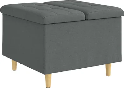 Productafbeelding van vidaXL Ottoman met opbergruimte, donkergrijs, 60 x 60 x 45 cm, gestoffeerd