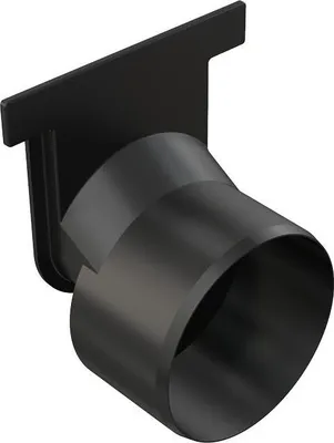 A black drainage component is shown against a white background.