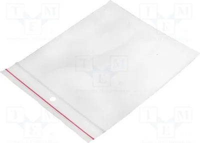 Immagine prodotto di 5 sacchetti sigillati ZIP-D, in polietilene, per imballaggio. Lunghezza: 100 mm, spessore: 45 μm, larghezza: 100 mm