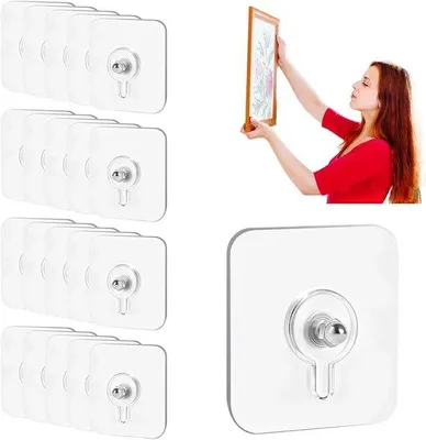 Produktbild von Famanu Fotohaken selbstklebend - 20 Stück, 8 kg Tragkraft, transparent