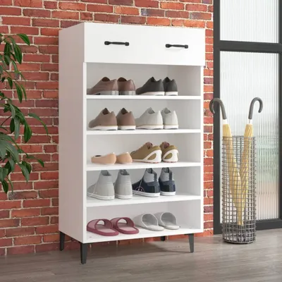 Immagine prodotto di vidaXL Scarpiera bianca 60x35x105 cm in legno - Scarpiera - Ripiani per scarpe - Armadio per scarpe - Armadio per scarpe