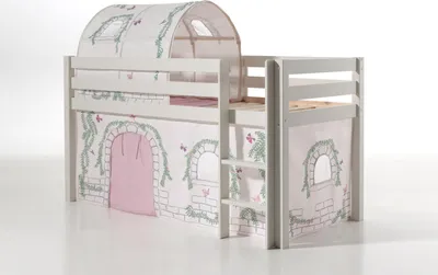 Produktbild von Spielbett Pino mit Textilset Vorhang und Tunnel "Birdy"
