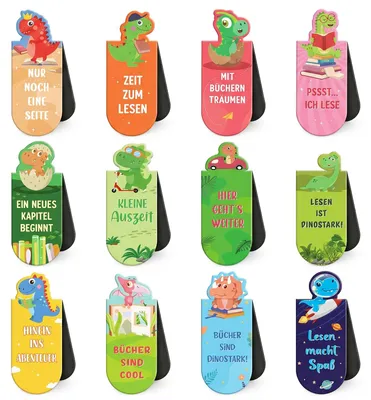 Productafbeelding van Set van 12 Dinosaurussen Magnetische Boekenleggers