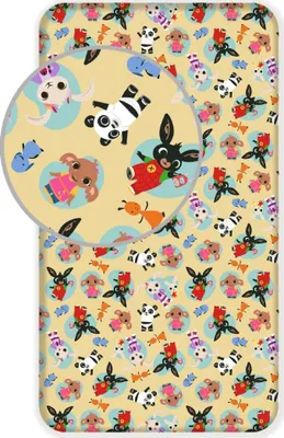 Image de Bing Bunny Drap-housse Drap-housse Bing Sula Flop Pando Coco Amma Charlie 90 x 200 + 25 cm 100% coton
