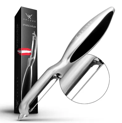 Produktbild von VALUXE® Sparschäler gezackt mit Edelstahl-Klinge & rutschfestem Griff – I-design Gezackt