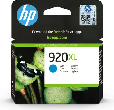 Produktbild von HP 920XL Cyan Original Druckerpatrone mit hoher Reichweite, Hohe (XL-) Ausbeute, Cyan, Tinte auf Farbstoffbasis, 1 Stück(e), 700 Seiten