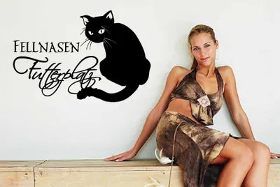 Produktbild von Wandaufkleber, Wandtattoo, Katzen Futterplatz, Katze, Fellnasen - Fressnapf Beschriftung