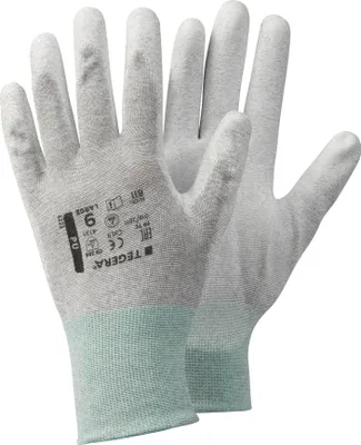 Produktbild von Ejendals TEGERA 811, Werkstatthandschuhe, Grau, Weiß, Erwachsener, Erwachsener, Schutz vor elektrostatischer Entladung (ESD), Kratzresistent, Nylon, Polyurethan