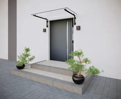Immagine prodotto di Tettoia in vetro per porta d'ingresso, vetro stratificato trasparente e nero, 200x90 cm, GlasHomeCenter