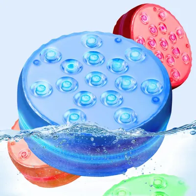 Produktbild von 4er-Set Multicolor-LED-Unterwasserleuchte, mit Fernbedienung - Wasserdichte Pool Beleuchtung mit starken Saugnäpfen – Deko für Badewanne, Teich, Aquar