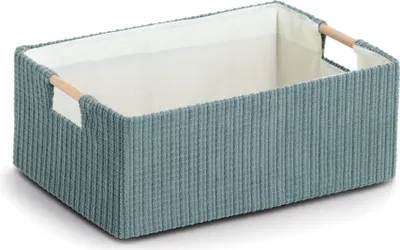 Produktbild von Zeller Aufbewahrungskorb, Baumwolle/Polyester/Holz,, salbei, ca. 34 x 23,5 x 13 cm